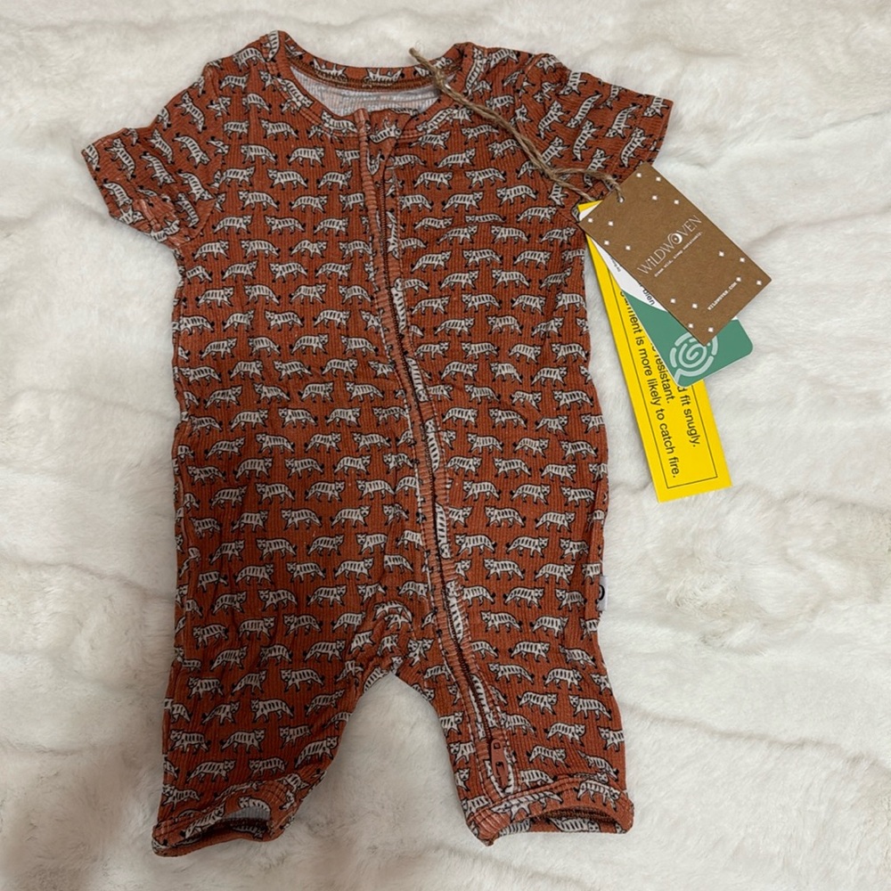 Wild woven ribbed tiger shorts romper the softest modal blend‎ various sizes NWT